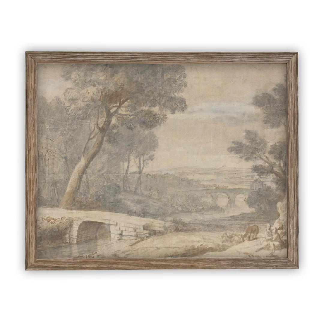 Vintage Framed Canvas Art // Framed Vintage Watercolor Print - Etsy | Etsy (US)