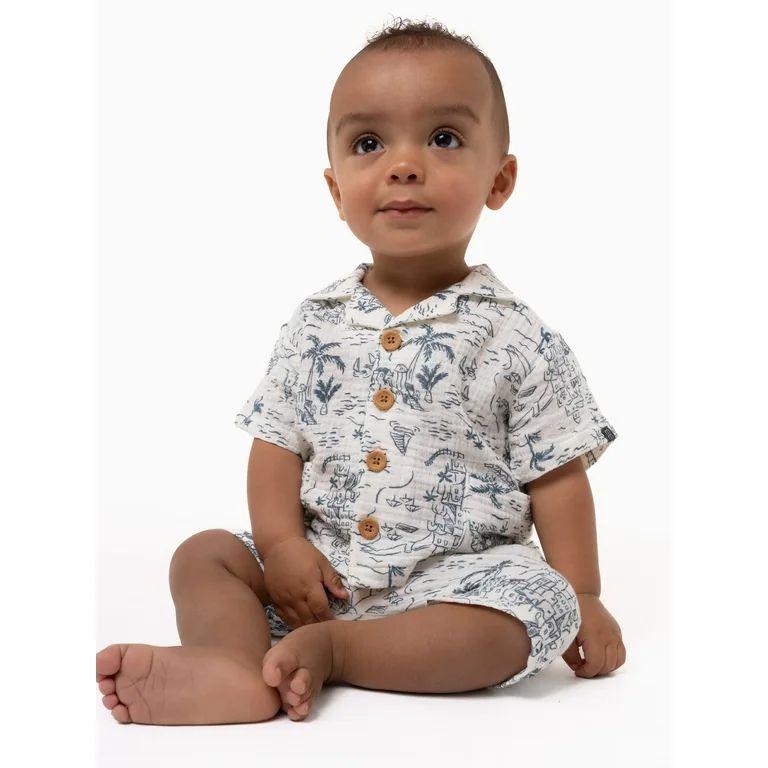 Modern Moments by Gerber Baby Boy Shirt and Short Outfit Set, Sizes 0/3 Months - 24 Months | Walmart (US)