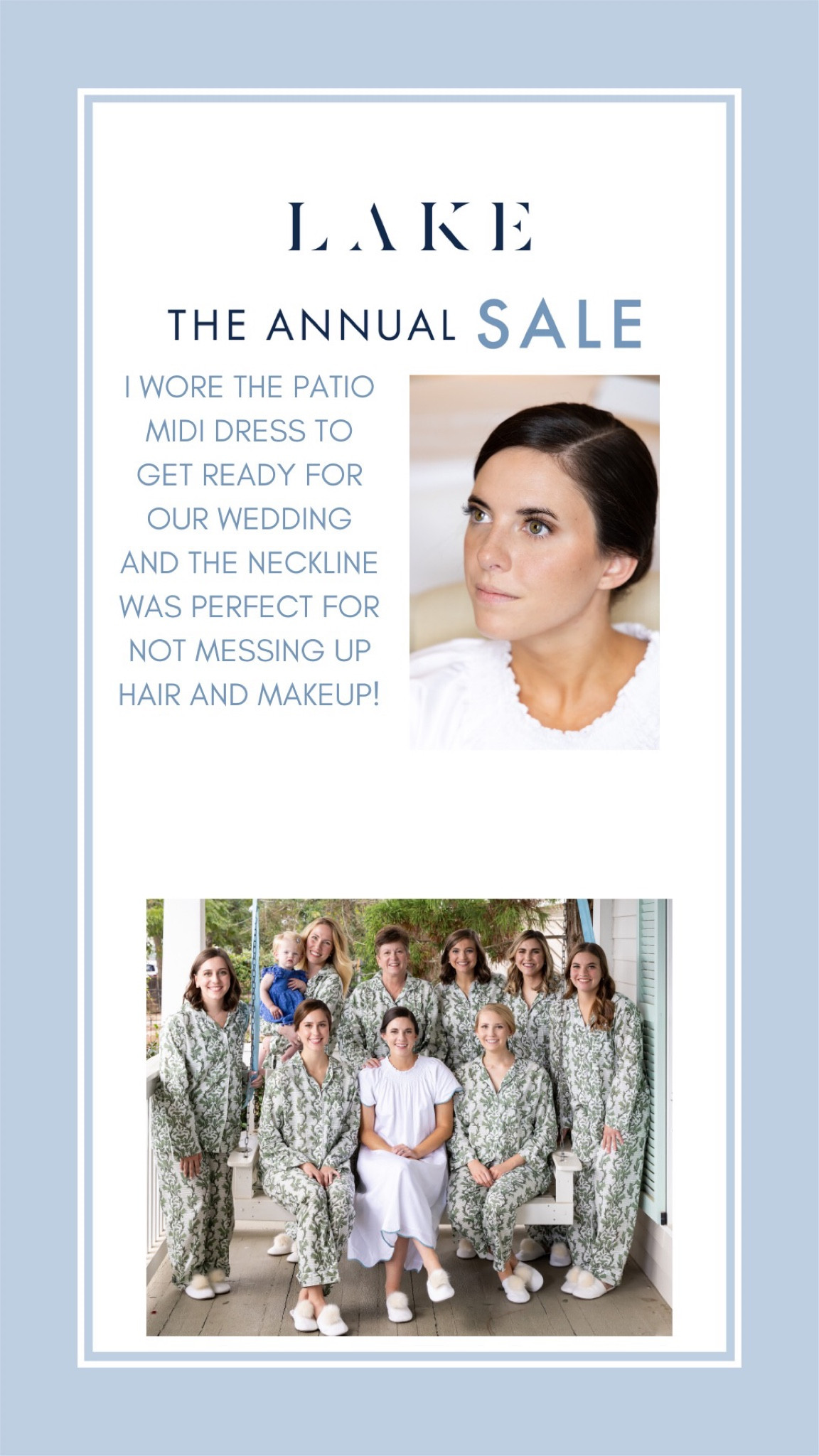 LAKE pajamas annual sale favorite, the patio dress! I wore this while getting ready for our wedding and the neckline was perfect for not messing up hair and makeup. I love the midi and regular length versions and reach for them so often in the summer! These would make a wonderful bridesmaid gift for your bridesmaid pajamas for getting ready on your wedding day and buying them on sale makes them a better deal! 

This sale has been the best the brand has done in a while and I’m hoping you’re able to stock up on the sleepwear styles of your dreams while they’re on sale! 

#LTKwedding #LTKfindsunder100 #LTKsalealert