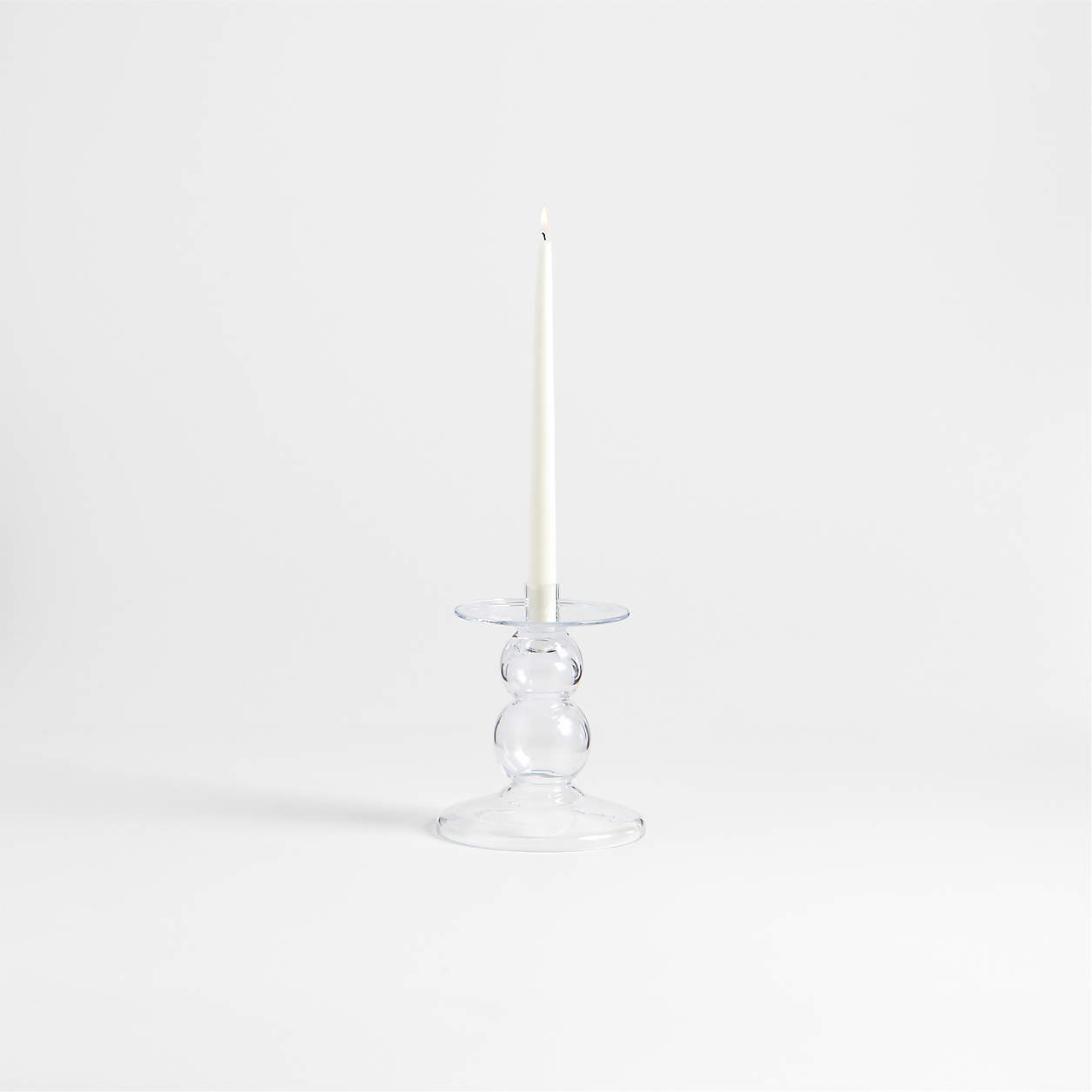 Ophelia Small Clear Glass Taper Holder 7.67" | Crate & Barrel | Crate & Barrel