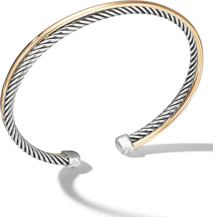 Crossover Bracelet in Sterling Silver with 18K Yellow Gold, 3mm | Nordstrom