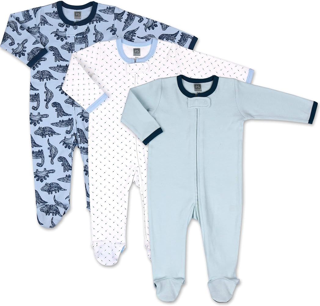 The Peanutshell Dinos and Dots 3-Pack Baby Sleepers for Baby Boys | Amazon (US)