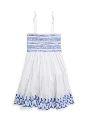 Girls 7-16 Smocked Eyelet Cotton Jersey Dress | Belk