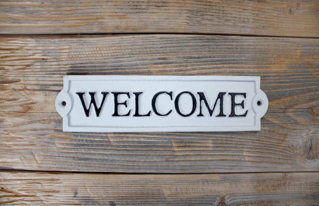 White Cast Iron Welcome Sign - Etsy | Etsy (US)
