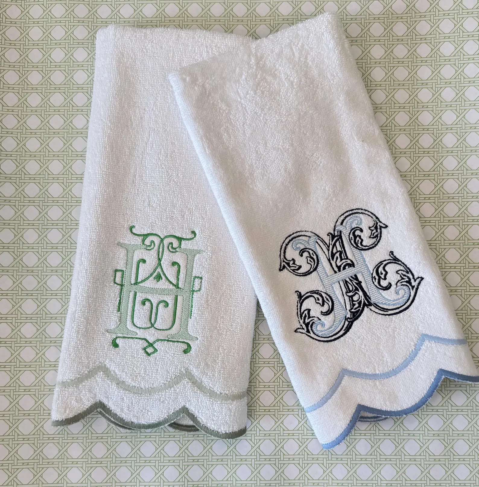 Scallop Hand Towel With Monogram - Bathroom Personalized Home Decor - Etsy | Etsy (US)