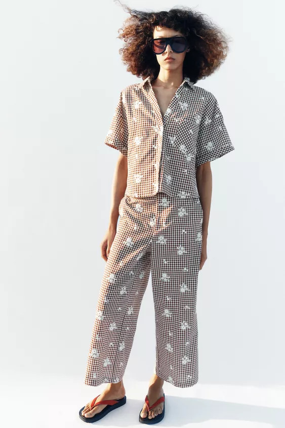 EMBROIDERED CHECK SHIRT | Zara UK