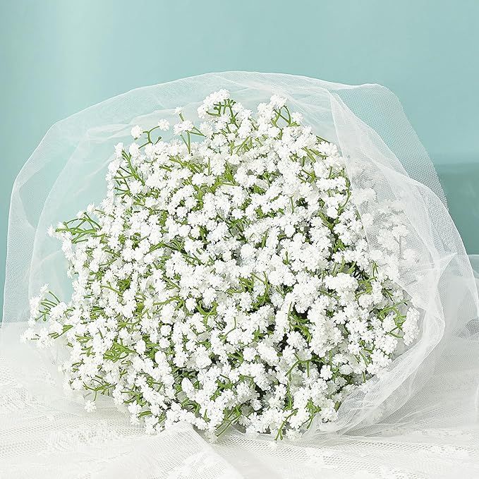 MARTINE MALL Babys Breath Artificial Flowers, 10 PCS White Baby Breath Flowers Artificial Bulk, F... | Amazon (US)