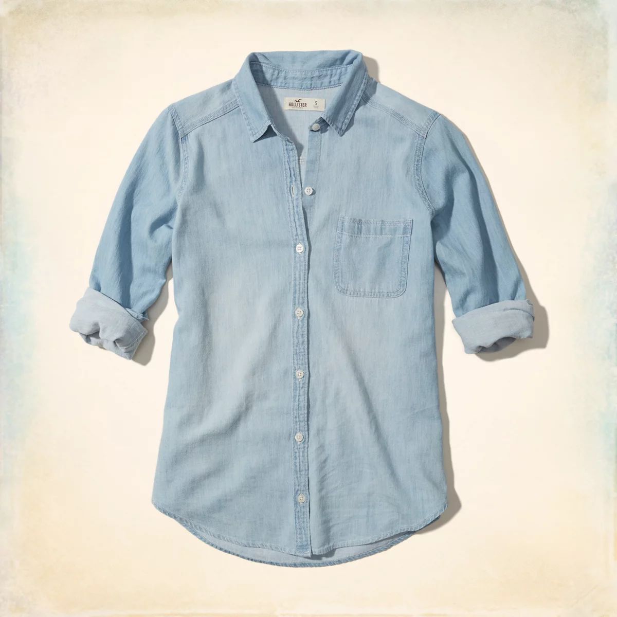 Chambray Button-Front Shirt | Hollister US
