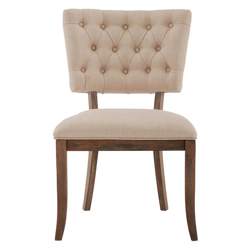 Tufted Linen Side Chair in Beige (Set of 2) | Wayfair North America