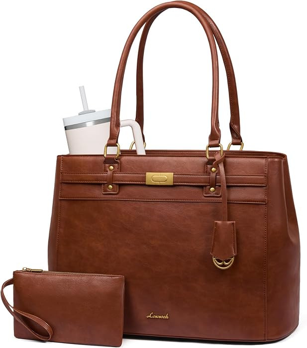 LOVEVOOK Laptop Tote Bag for Women, 15.6 Inch Waterproof Leather Work Computer Bag, Large Busines... | Amazon (US)