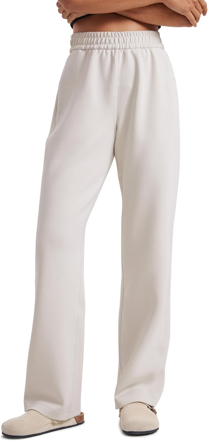 CRZ YOGA SoftAura Straight Leg Sweatpants 28"/30"/32" | Casual, Peach-Fuzz Texture, Modal, Pockets, for Women | Amazon (US)