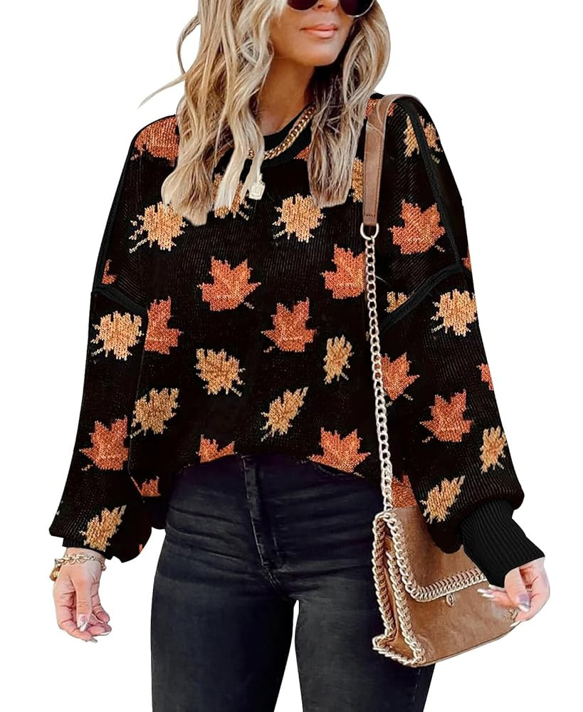 ETCYY Womens Oversized Sweaters Fall 2025 Fashion Clothes Trendy Batwing Sleeve Colorblock Stripe... | Amazon (US)