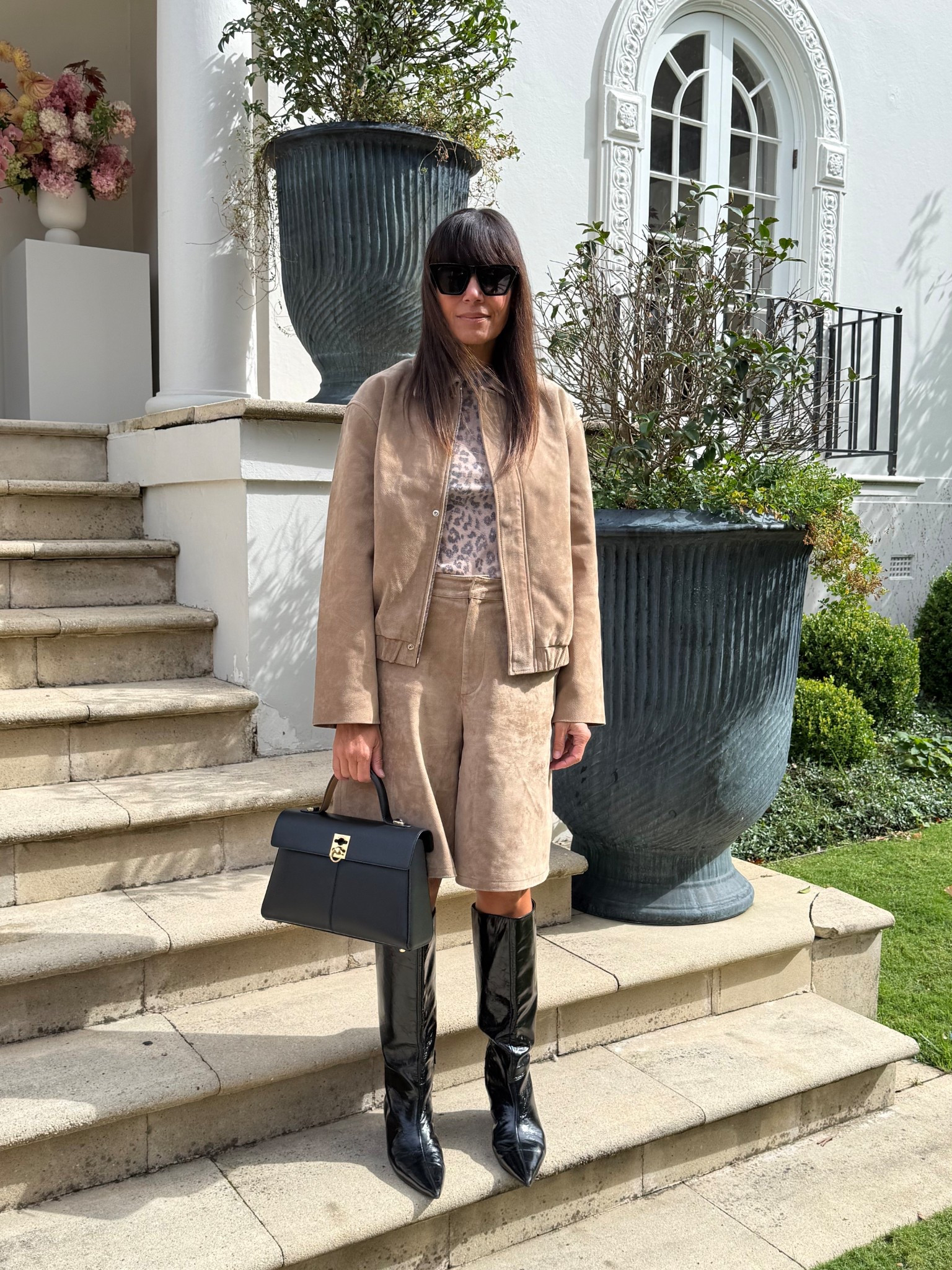 The jacket of the season is the bomber jacket and so I thought I’d go suede with this one rather than leather. Long shorts paired back with knee high boots are a silhouette I’m loving that is quite cool for autumn and the transition into winter. The top is sheer mesh and animal print. 

#LTKautumn #LTKaustralia #LTKstyletip