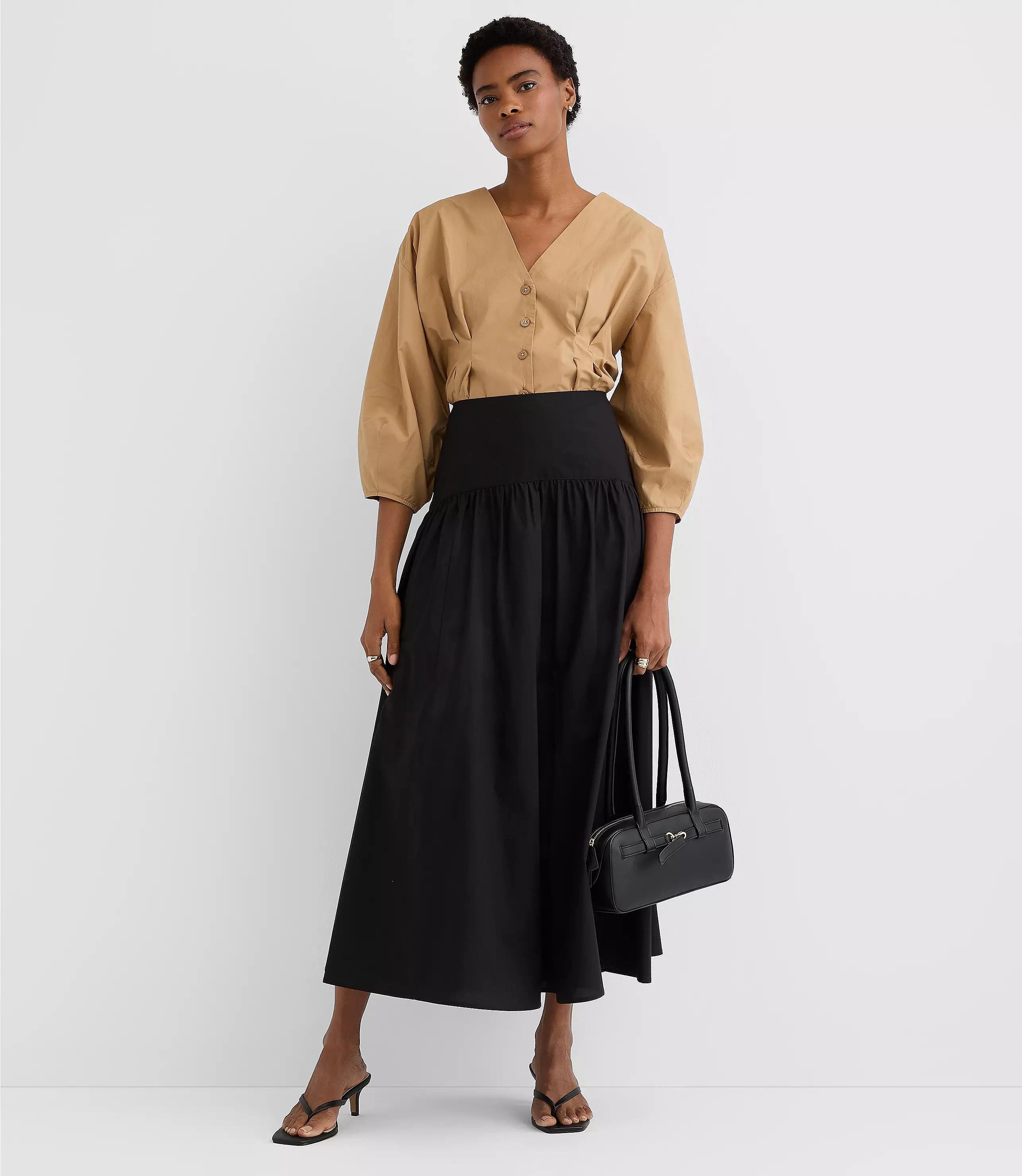 Tall Yoke Poplin Maxi Skirt | LOFT