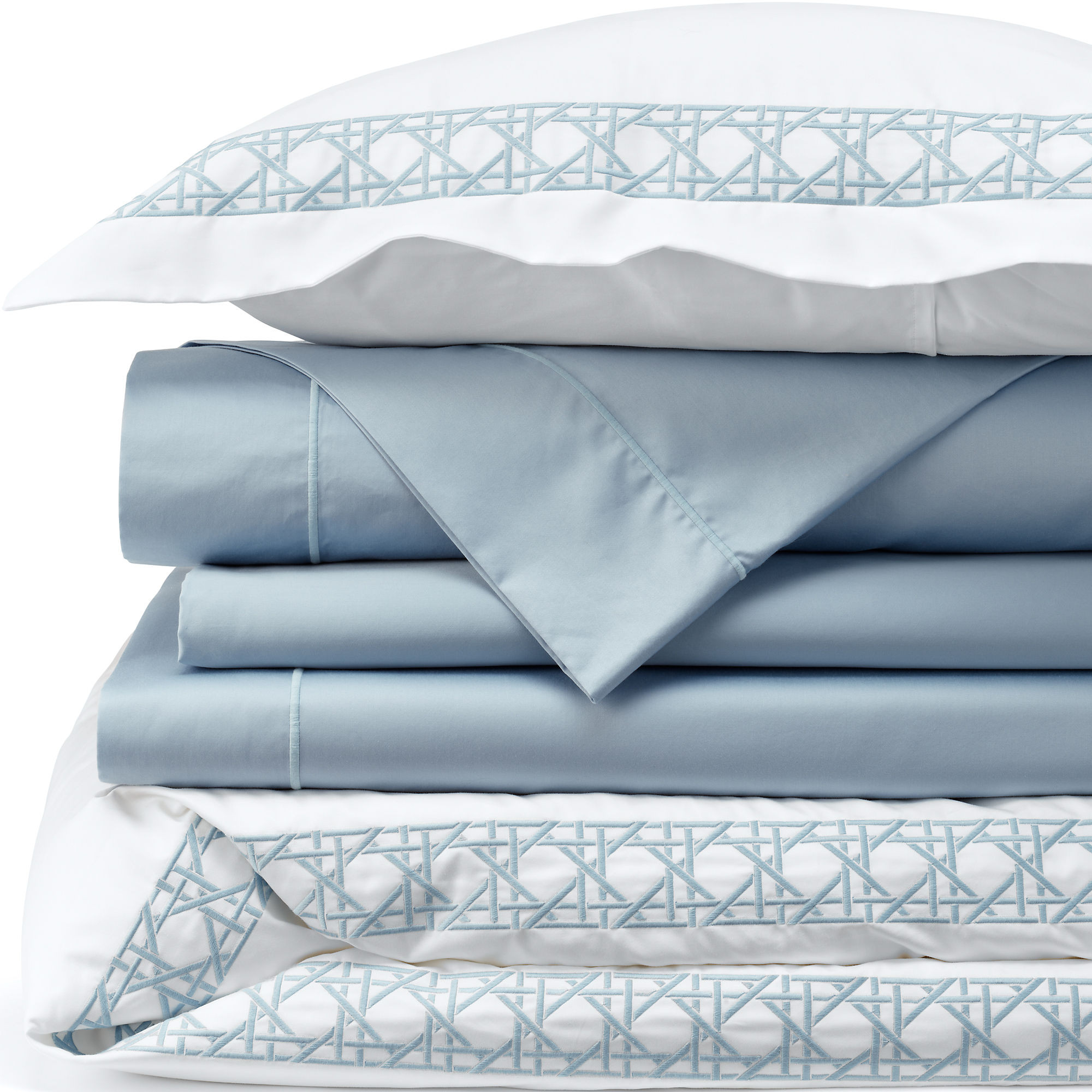 400 Thread Count Premium Supima Cotton No Iron Sateen Embroidered Duvet Bed Cover | Lands' End (US)