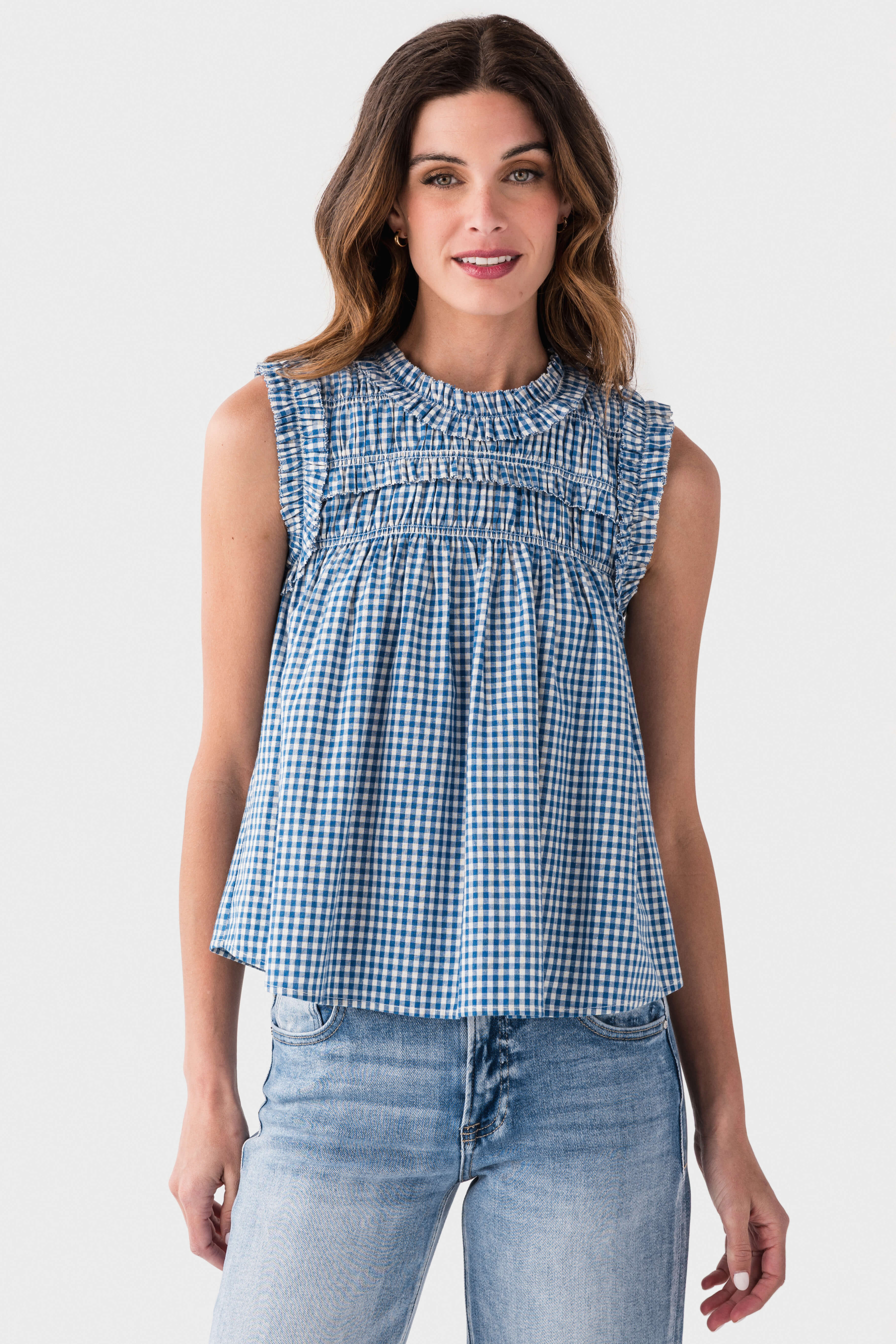 Raisonnel Gingham Ruffle Blouse | Social Threads
