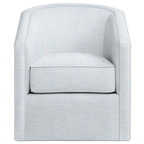 Southold Outdoor Upholstered Swivel Chair, Inside Out Ticking Stripe | One Kings Lane