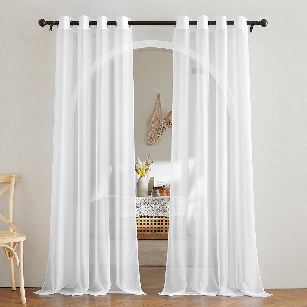 NICETOWN White Sheer Curtains 84 inches Long - Home Decoration Grommet Airy & Lightweight Elegant... | Amazon (US)