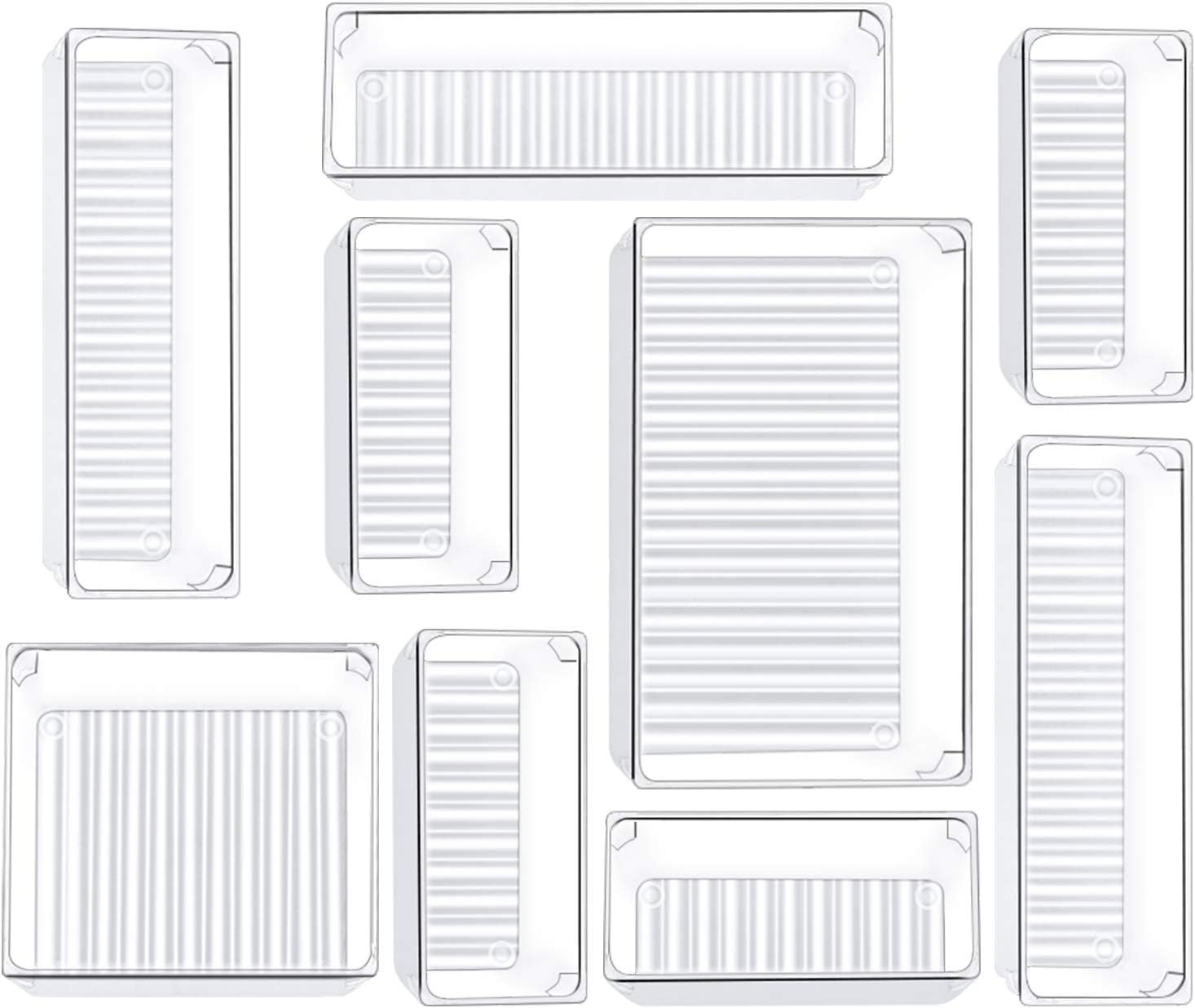 Kootek 9 Pcs Desk Drawer Organizer Trays 4-Size Bathroom Drawer Tray Dividers Plastic Vanity Orga... | Amazon (US)