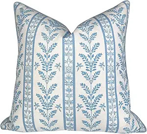 Jillien Harbor “The Louis” Blue Floral Block Print Pillow Cover – Decorative Throw Pillow C... | Amazon (US)