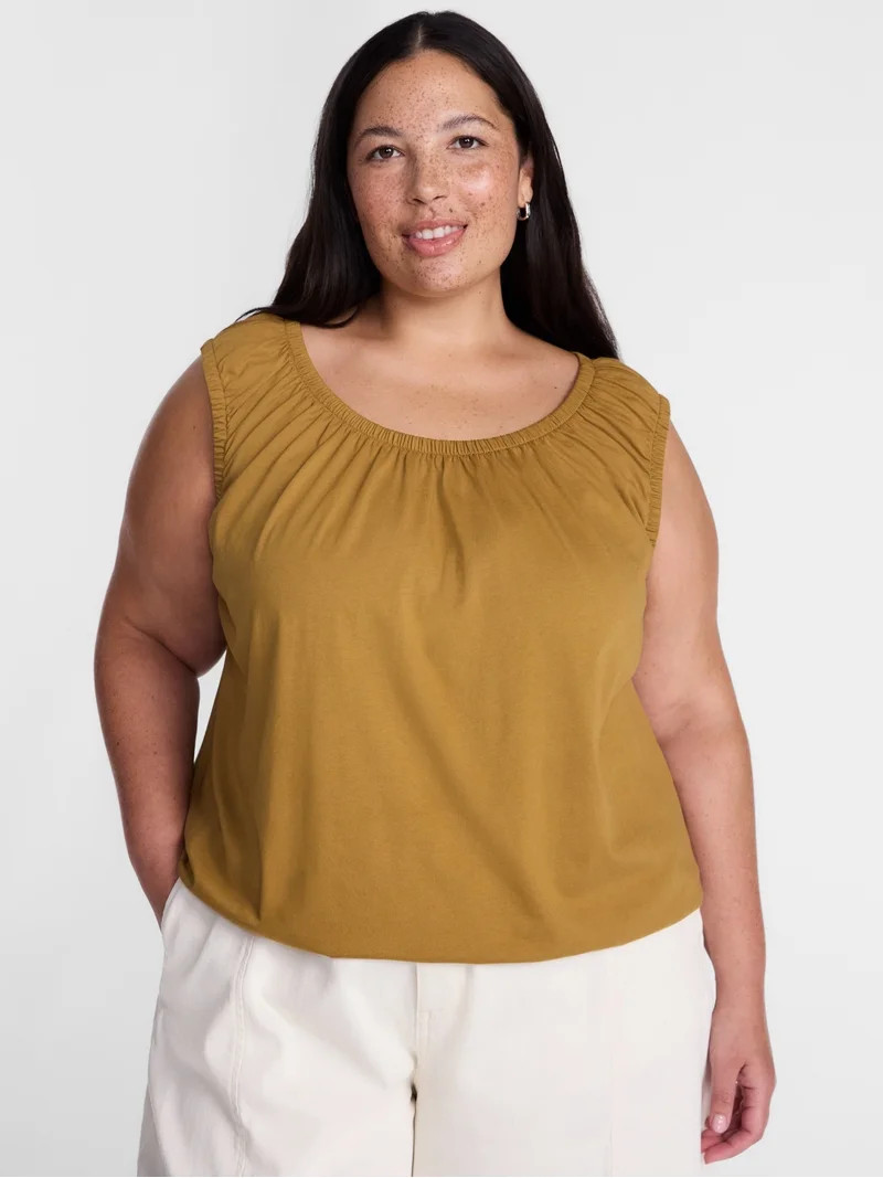 Terra & Sky Women\u2019s Plus Sleeveless Cotton Flowy Top, Size 0X-4X | Walmart (US)