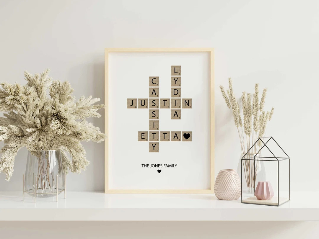 Personalized Family Name Sign, Crossword Scrabble Print, Custom Family Letter Tile Print, Name Pu... | Etsy (US)