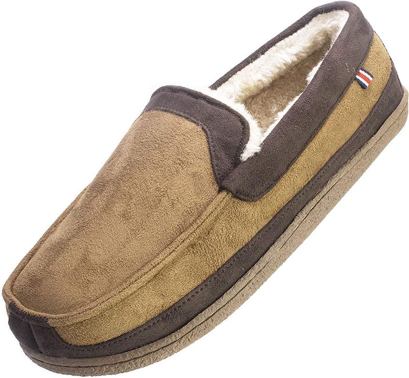 IZOD Men's Classic Two-Tone Moccasin Slipper, Winter Warm Slippers with Memory Foam, Size 8 to 13 | Amazon (US)