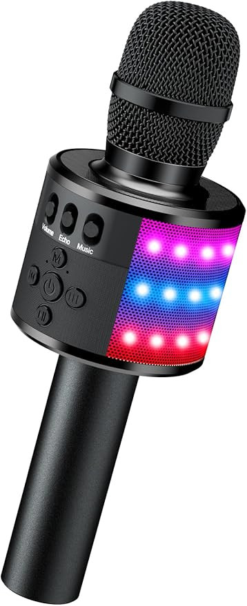 BONAOK Karaoke Microphone for Kids & Adults - Bluetooth Microphones Singing Mic with Disco Lights... | Amazon (US)