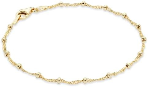 Miabella 925 Sterling Silver,18K Gold Plated Singapore Bead Bracelet Women | Amazon (US)