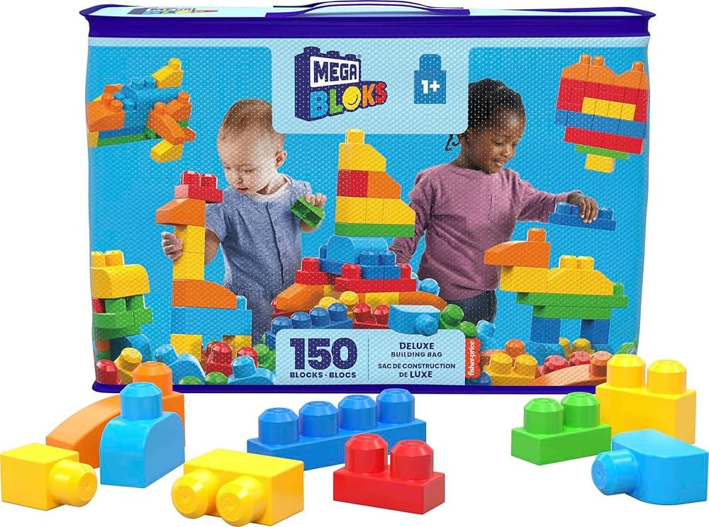 MEGA BLOKS First Builders Toddler Blocks Toys Set, Deluxe Building Bag with 150 Pieces and Storag... | Amazon (US)