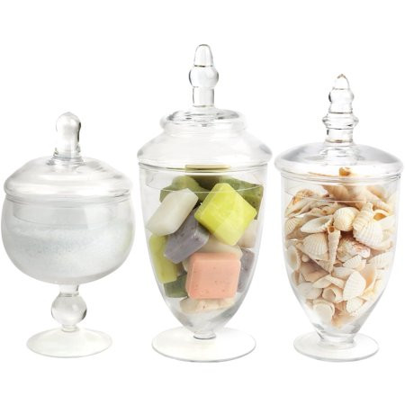 Mantello Decor Glass Apothecary Jars (Clear, Small, Set of 3) | Walmart (US)