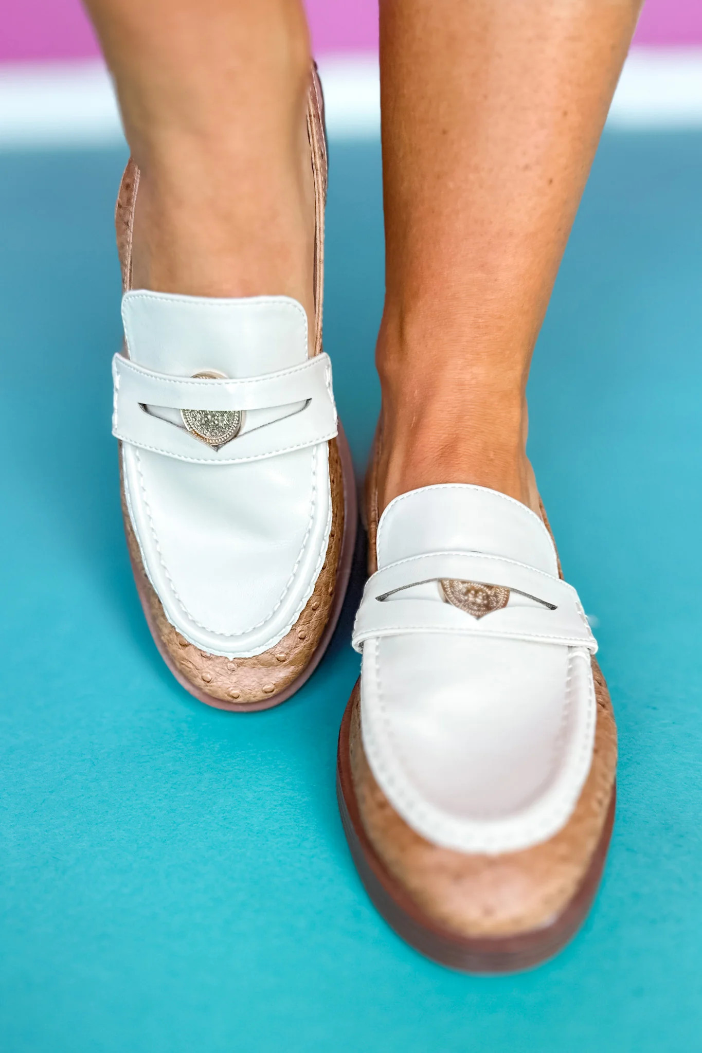 Tan Contrast Slingback Loafers | SSYS
