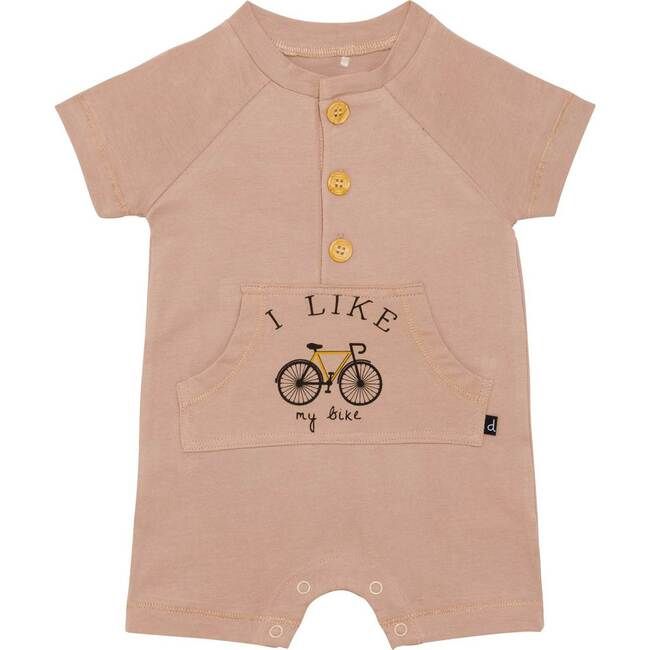 Deux par | Organic Cotton Pocket Romper Taupe, Taupe (Beige, Size 6M) | Maisonette | Maisonette