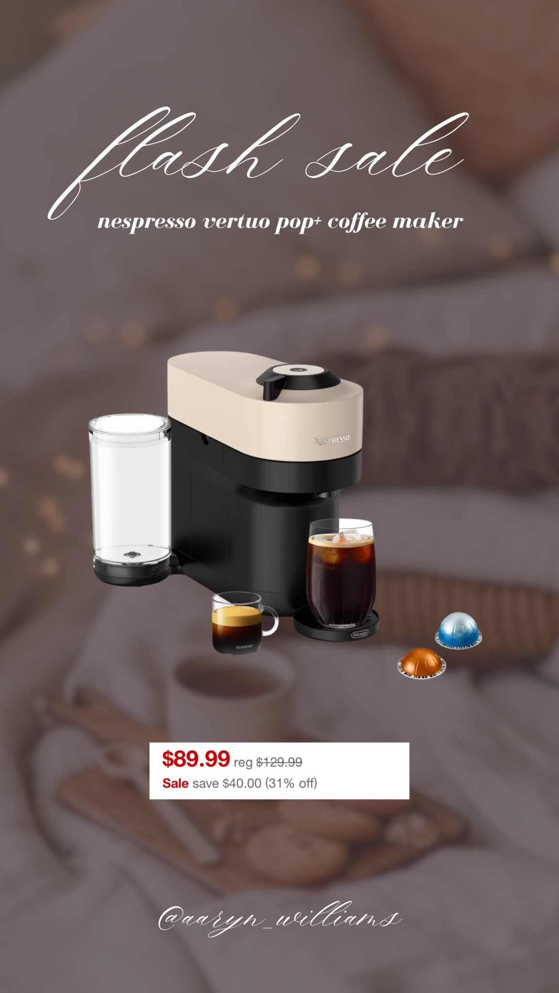 Amazing deal on this Nespresso Vertuo machine! Would be a perfect gift for someone who wants to upgrade their coffee bar ☕️🎁

#targetdeal #dealoftheday #giftideas #coffeelover #targetfinds

#LTKSaleAlert #LTKHome #LTKGiftGuide