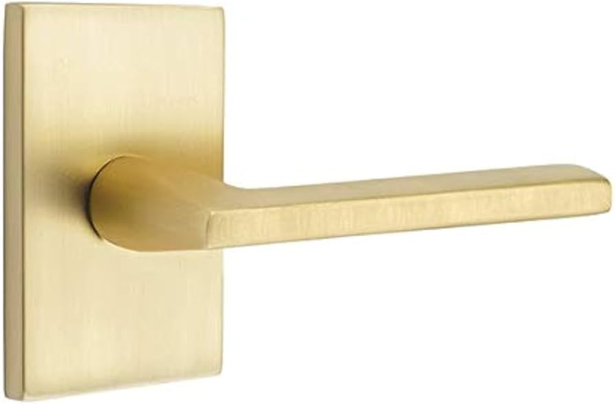 Emtek Passage Set, Modern Rectangular Rosette, Helios Lever, Satin Brass, LH | Amazon (US)