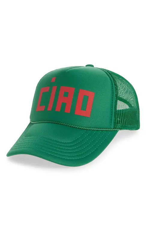 Clare V. Trucker Hat in Green W/Poppy Block Ciao at Nordstrom | Nordstrom