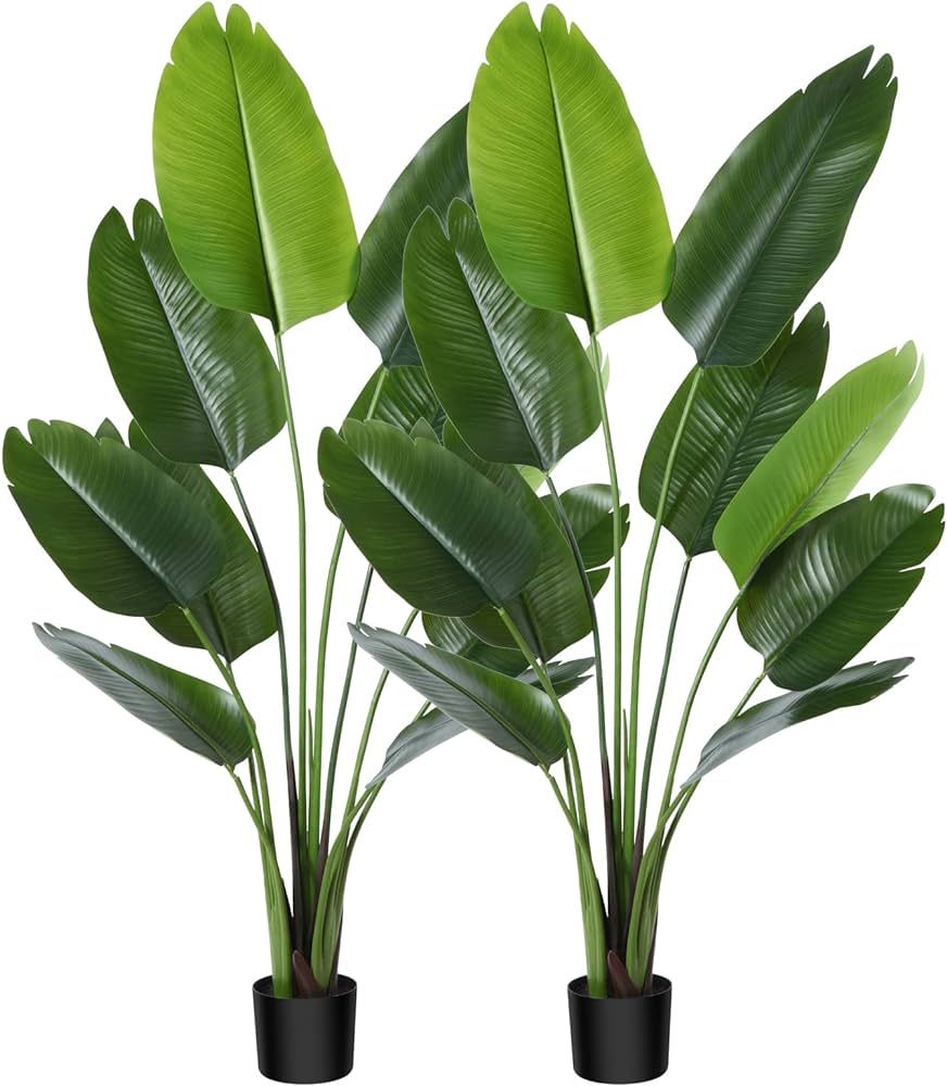 CROSOFMI Artificial Bird of Paradise Plant 150cm Fake Tropical Palm Tree with 10 Leaves,Perfect F... | Amazon (UK)