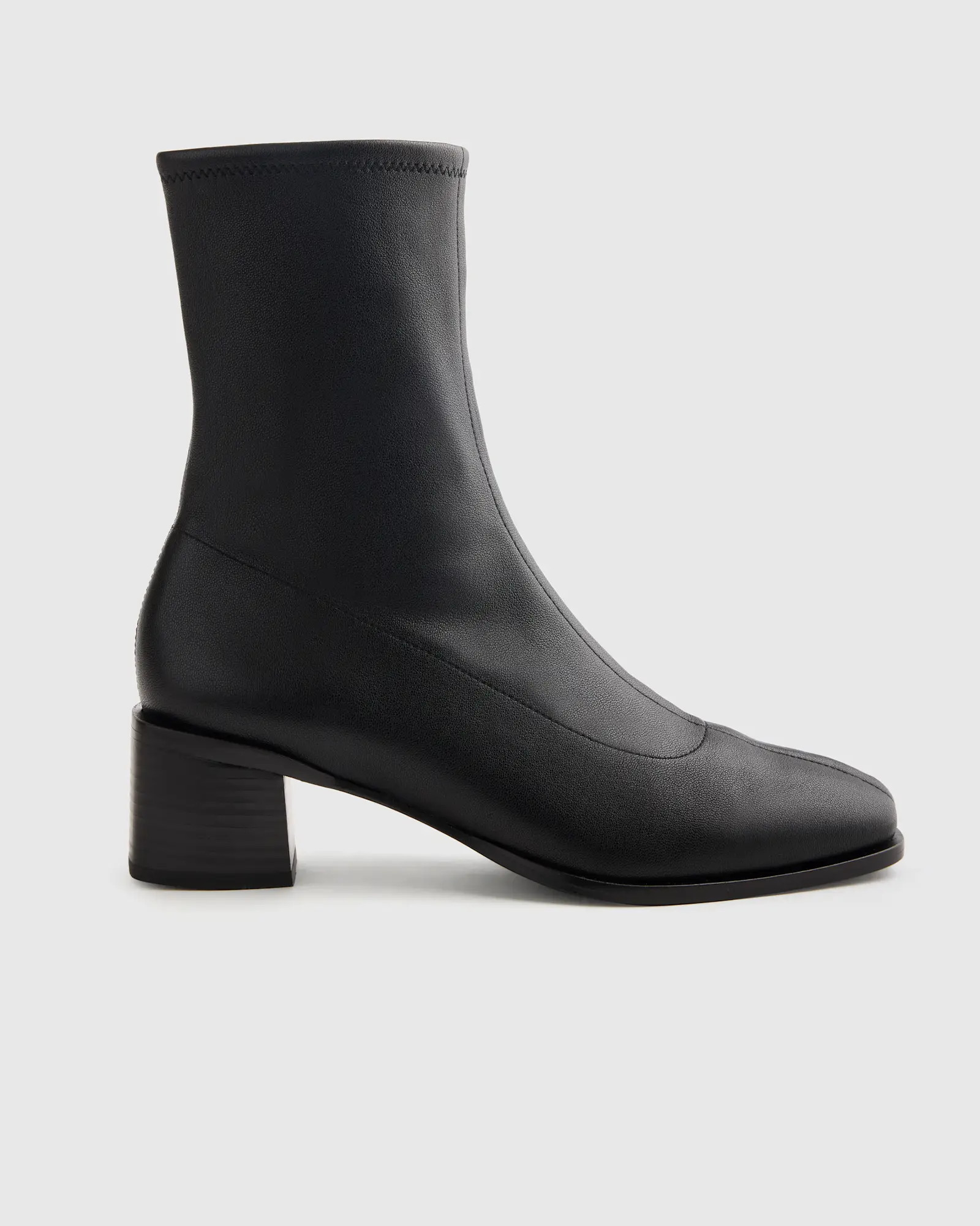 Italian Leather Stretch Sock Bootie in Black | Quince