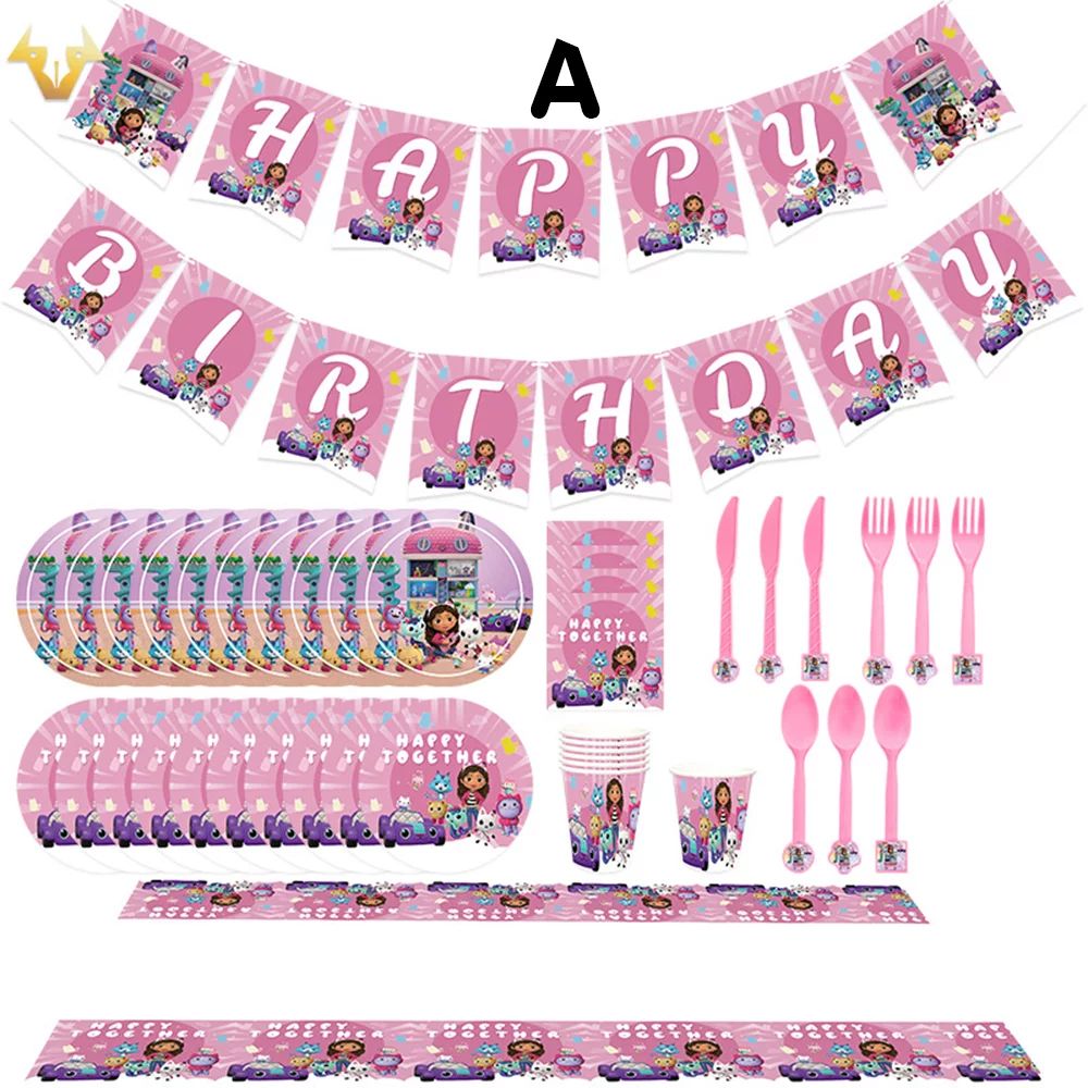 Gabby's Dollhouse Party Supply for Girls Cartoon Printed Birthday Party Decor - Walmart.com | Walmart (US)