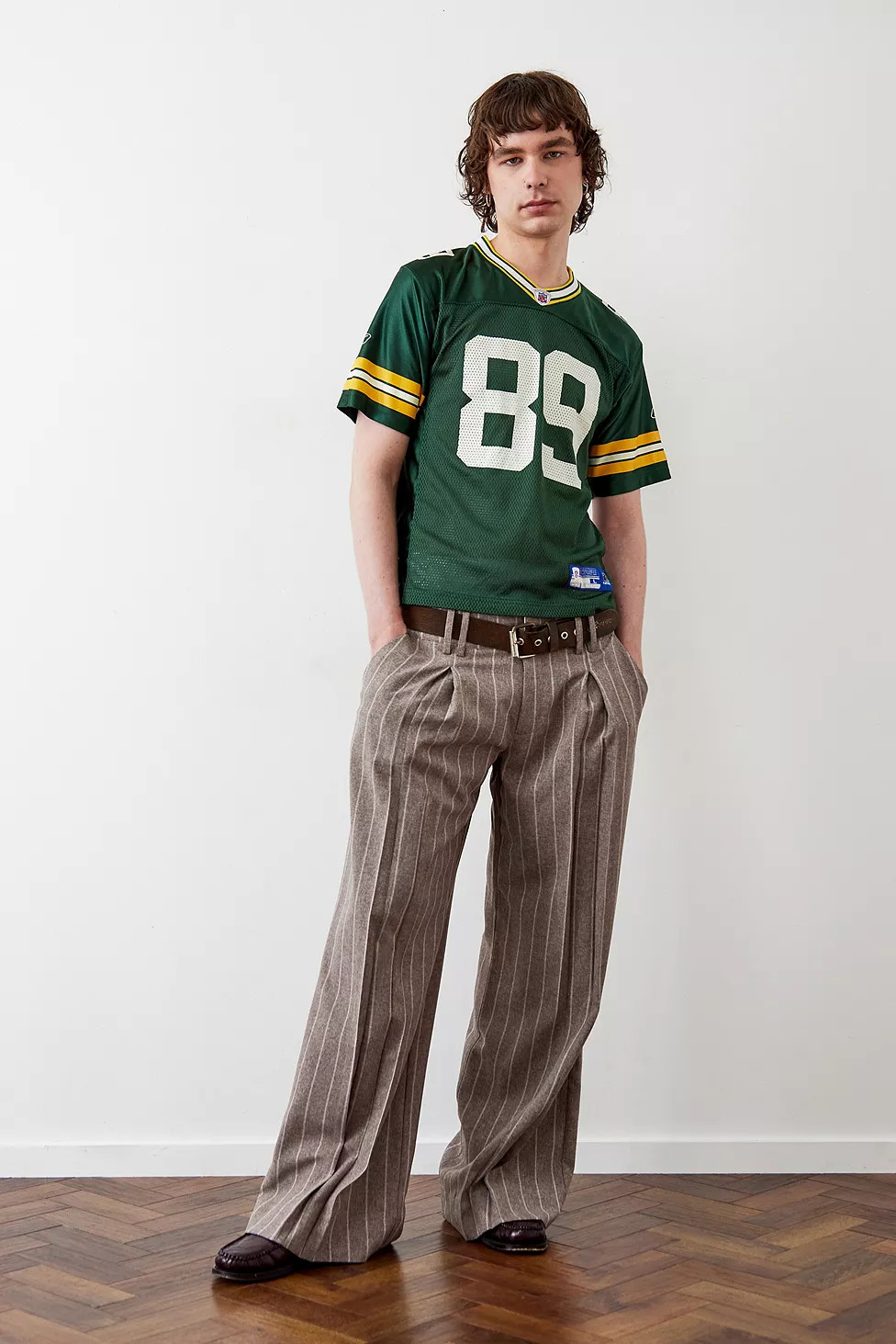 Archive At UO Soft Brown Ama Pinstripe Wide Leg Trousers | Urban Outfitters (EU)