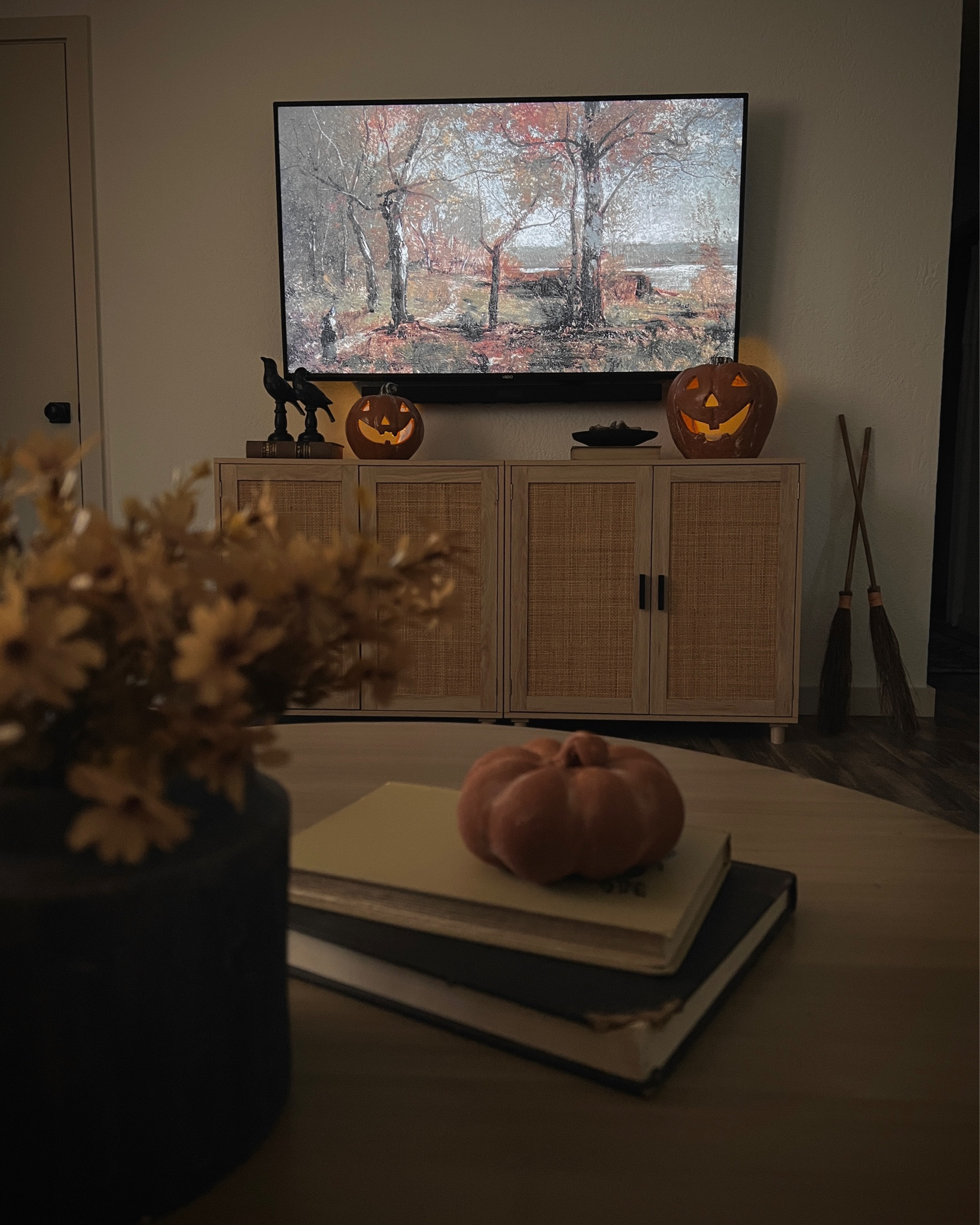 At night these are such a vibe 🎃

spooky halloween fall autumn jackolanterns jack-o-lanterns pumpkins antique terra cotta living room tv console stand neutral transitional home decor decorations design styling interior ideas inspo#LTKunder50 

#LTKHalloween #LTKhome #LTKSeasonal