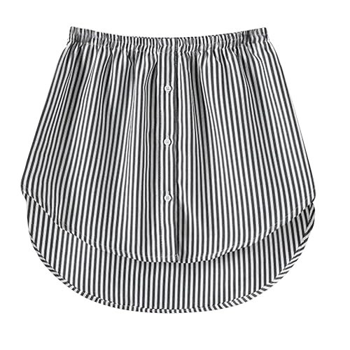 Girstunm Women's Shirt Extender Mini Adjustable Underskirt Removable Layered Sweep Shirt with Buttons Black Stripe X-Large | Amazon (US)