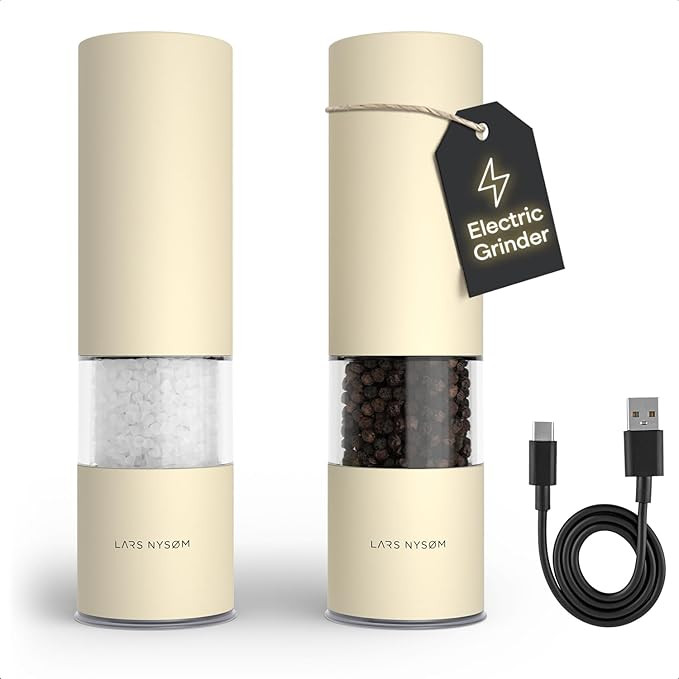 LARS NYSØM Electric Salt and Pepper Grinder Set I Automatic Salt and Pepper Mills with Adjustabl... | Amazon (US)