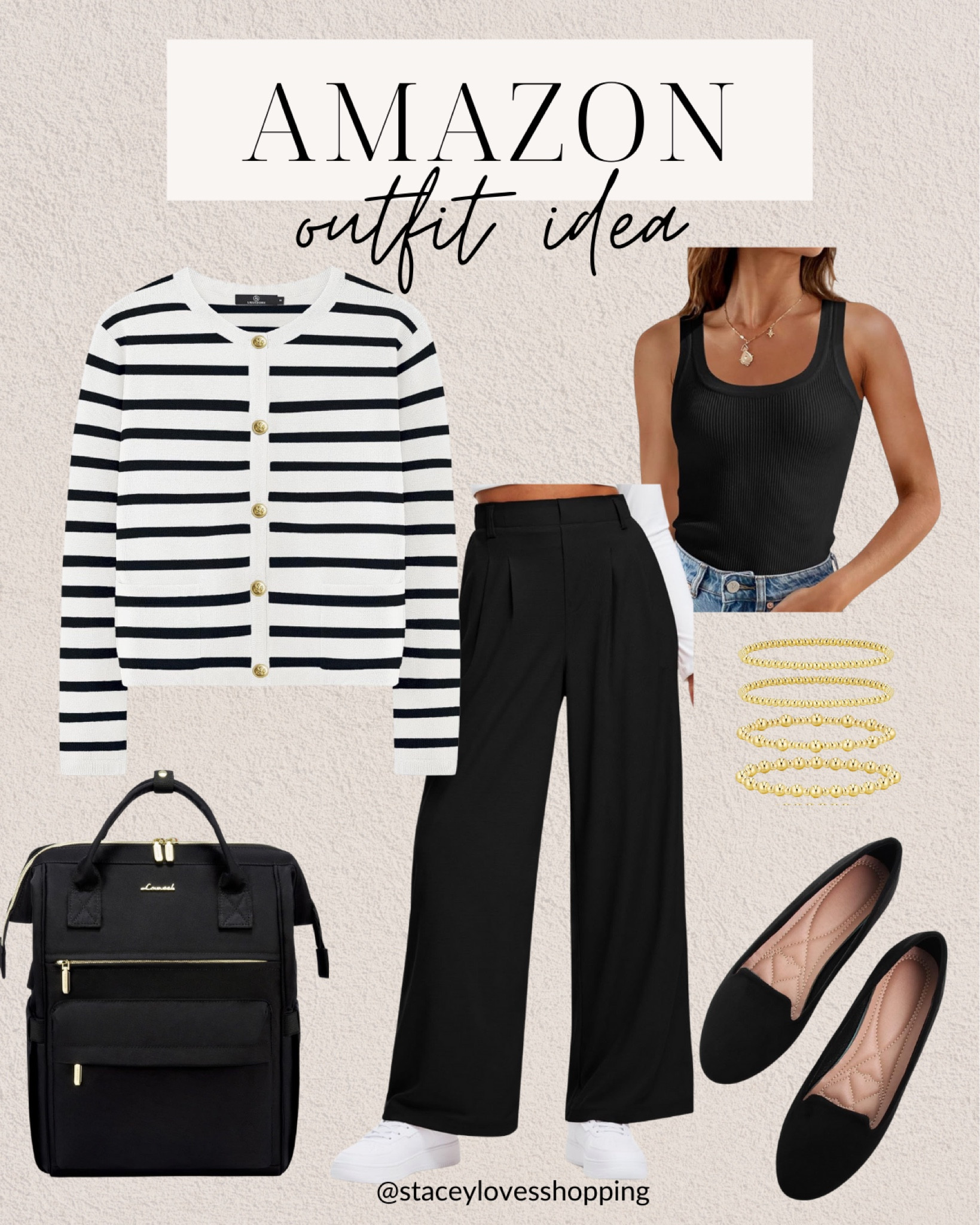 Striped cardigan sweater runs true to size, perfect for work too! Black work pants run true to size, flats, ribbed tank and laptop teacher backpack.  

Amazon teacher outfit idea - work outfit idea.



#LTKBacktoSchool #LTKWorkwear #LTKOver40