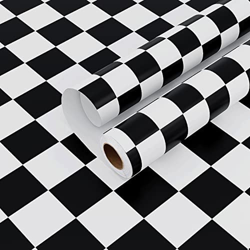 VaryPaper 32''x118'' Checkered Contact Paper Peel and Stick Black and White Wallpaper Self Adhesive Waterproof Decorative Vinyl for Kitchen Backsplash Bathroom Walls Countertops Drawer Shelf Liners | Amazon (US)