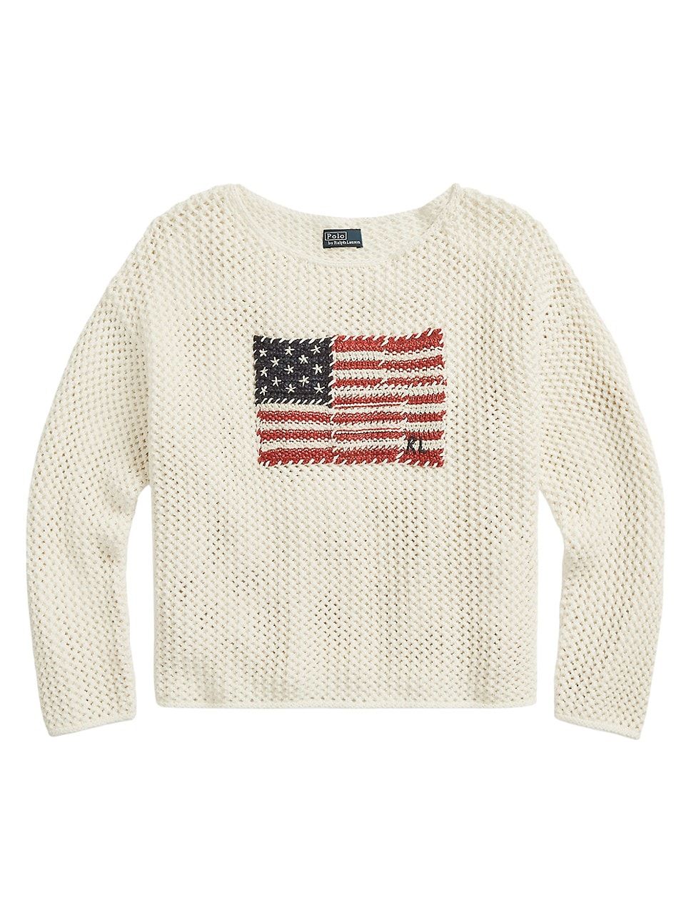 Cotton Open-Stitch Flag Sweater | Saks Fifth Avenue