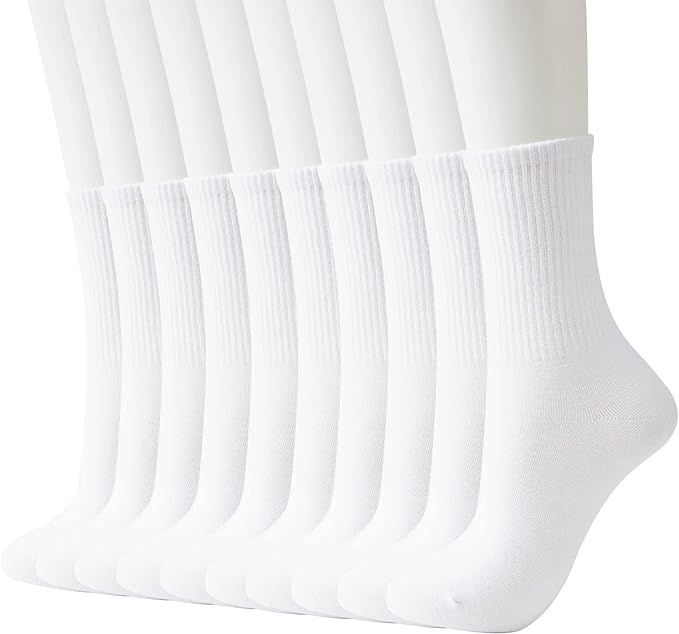 J-BOX Womens Cotton Crew Socks, Thin Soft Comfort Breathable Dress Socks, Above Ankle Crew Socks ... | Amazon (US)