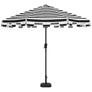 9 ft. Aluminum Market Crank and Auto Tilt Patio Umbrella in Cabana Black and White Stripe with Tr... | The Home Depot