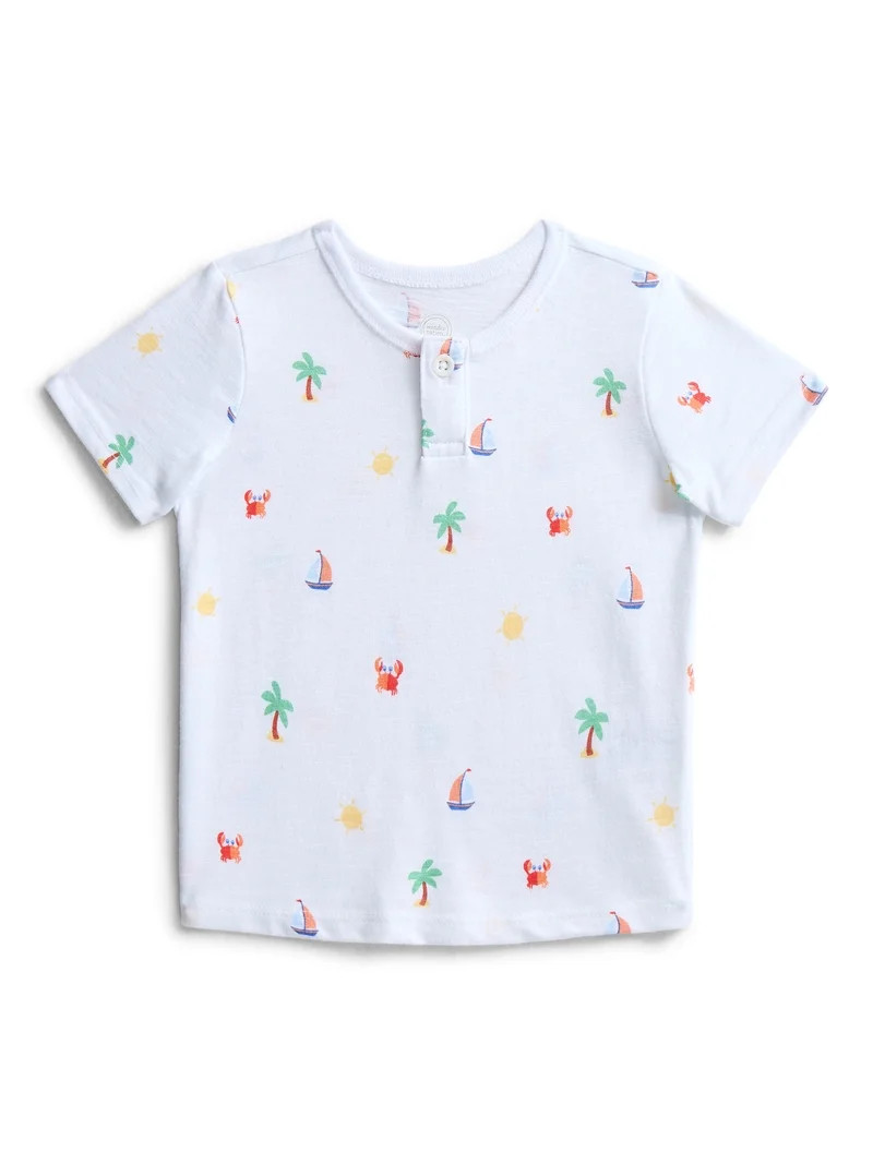 Wonder Nation Baby Boys Henley Tee with Short Sleeves, Sizes 0M-24M - Walmart.com | Walmart (US)