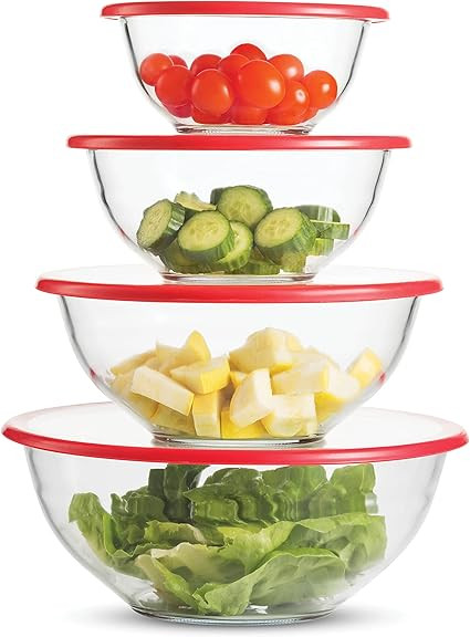 Superior Glass Mixing Bowls with Lids - 8-Piece Mixing Bowl Set with BPA-Free lids, Space-Saving ... | Amazon (US)